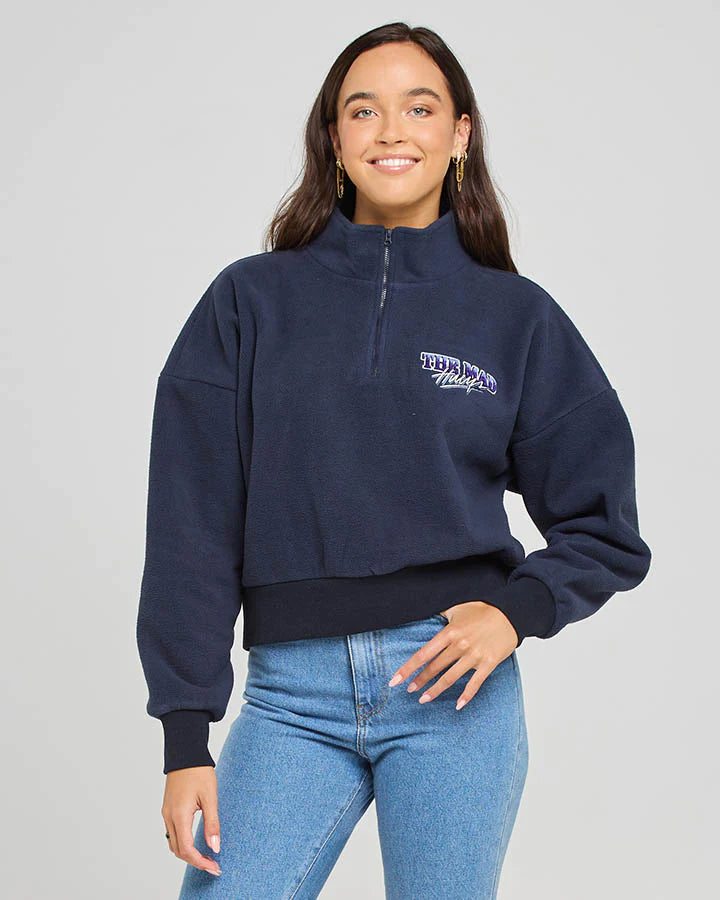 THE MAD HUEYS FROSTY TIPS WOMENS 1/4 ZIP NAVY