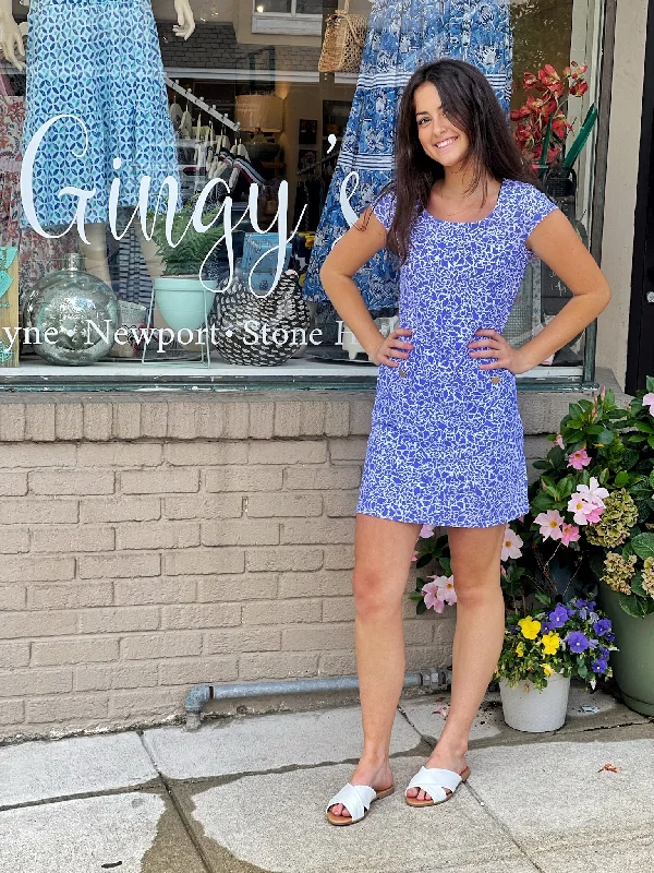 Charleston Dress Periwinkle/White